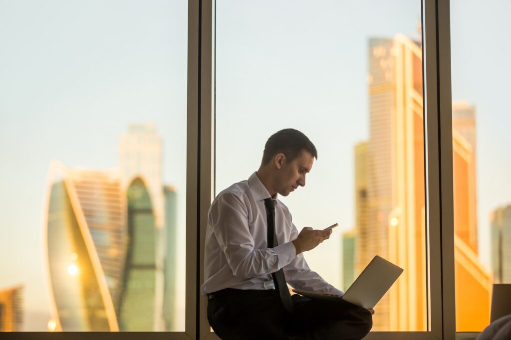 Successful businessperson in his office